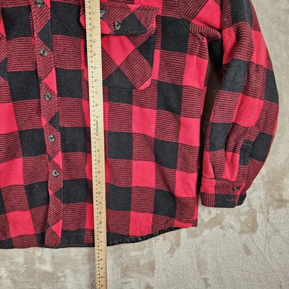 Dickies Jacket  Buffalo Plaid Button Men's Size L Red Flannel Long Sleeve - Picture 5 of 10